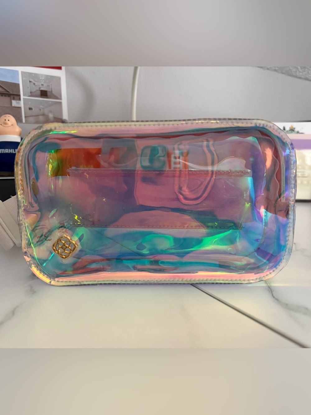 Holographic Clear Waist Bag with White Strap Kendra Scott